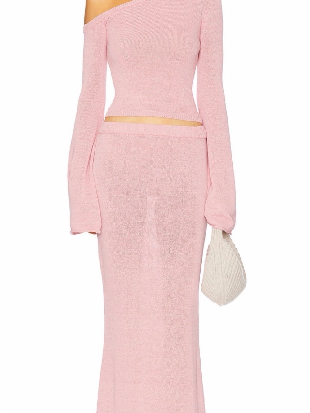 SEROYA Knit Pink Maxi Skirt and top set- Women